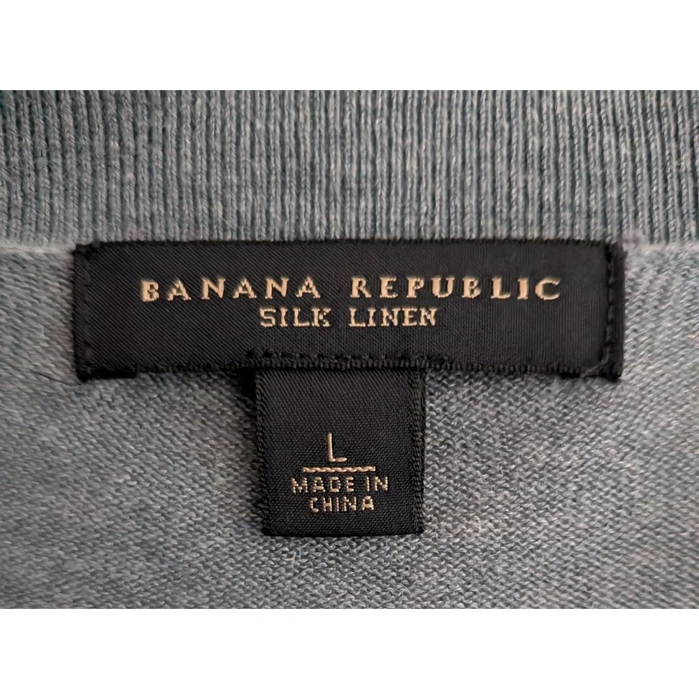 Men's Banana Republic L Blue Beige Argyle V-Neck Sweater